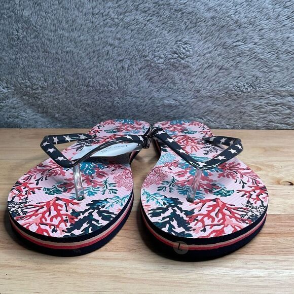 Vera Bradley SHORE THING Women's Flip Flops Large Pink Sea Horses Corals Beachy - Picture 7 of 10
